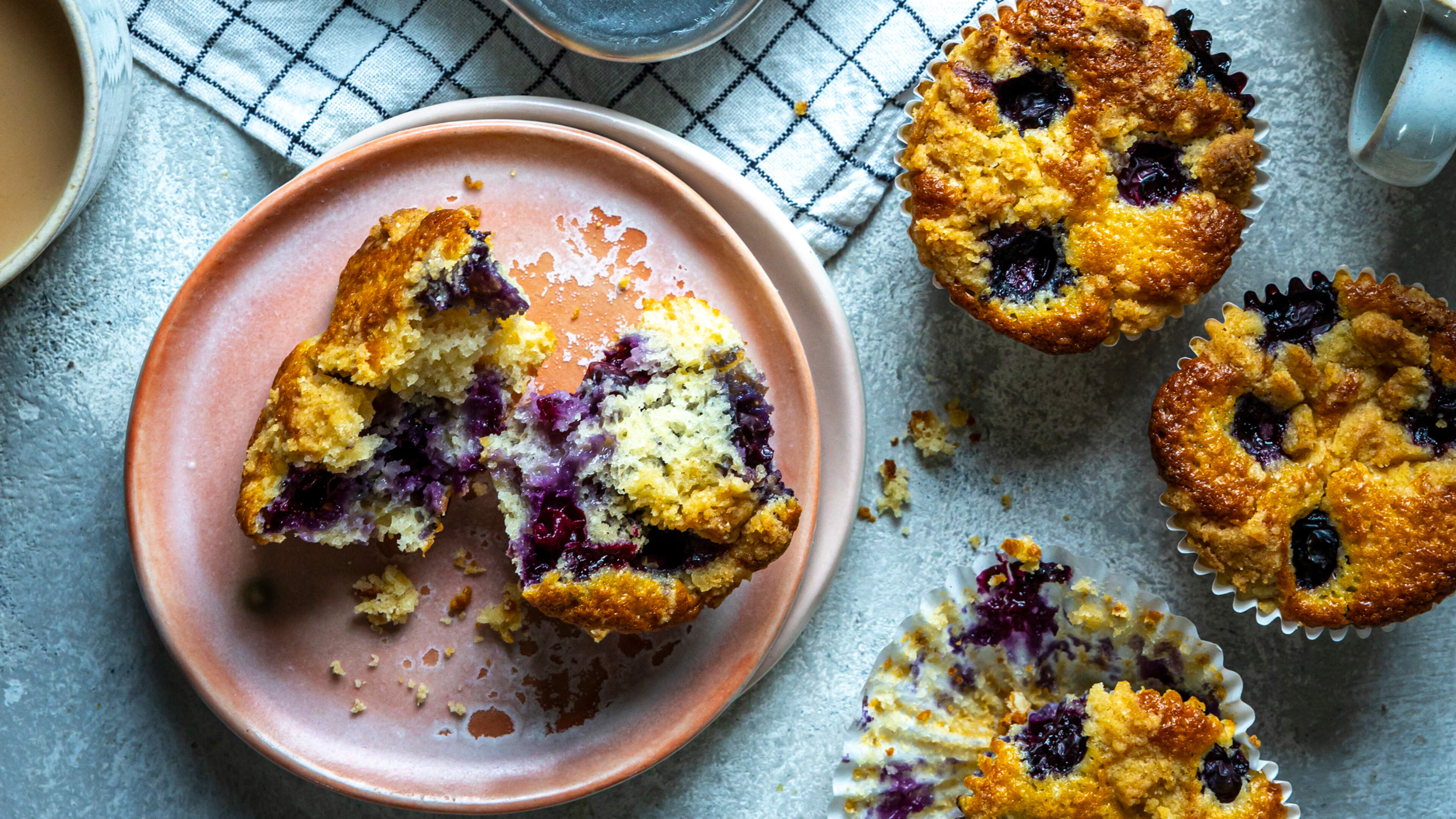 Bursting Blueberry Polenta Muffins